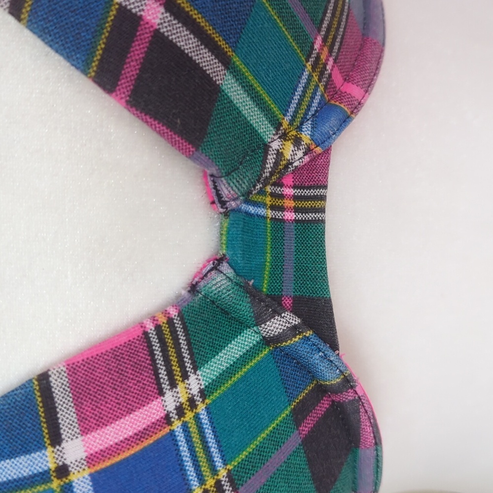 Victoria's Secret Underwire Lined Perfect Coverage Plaid Bra 36C Pink Green - Picture 10 of 16
